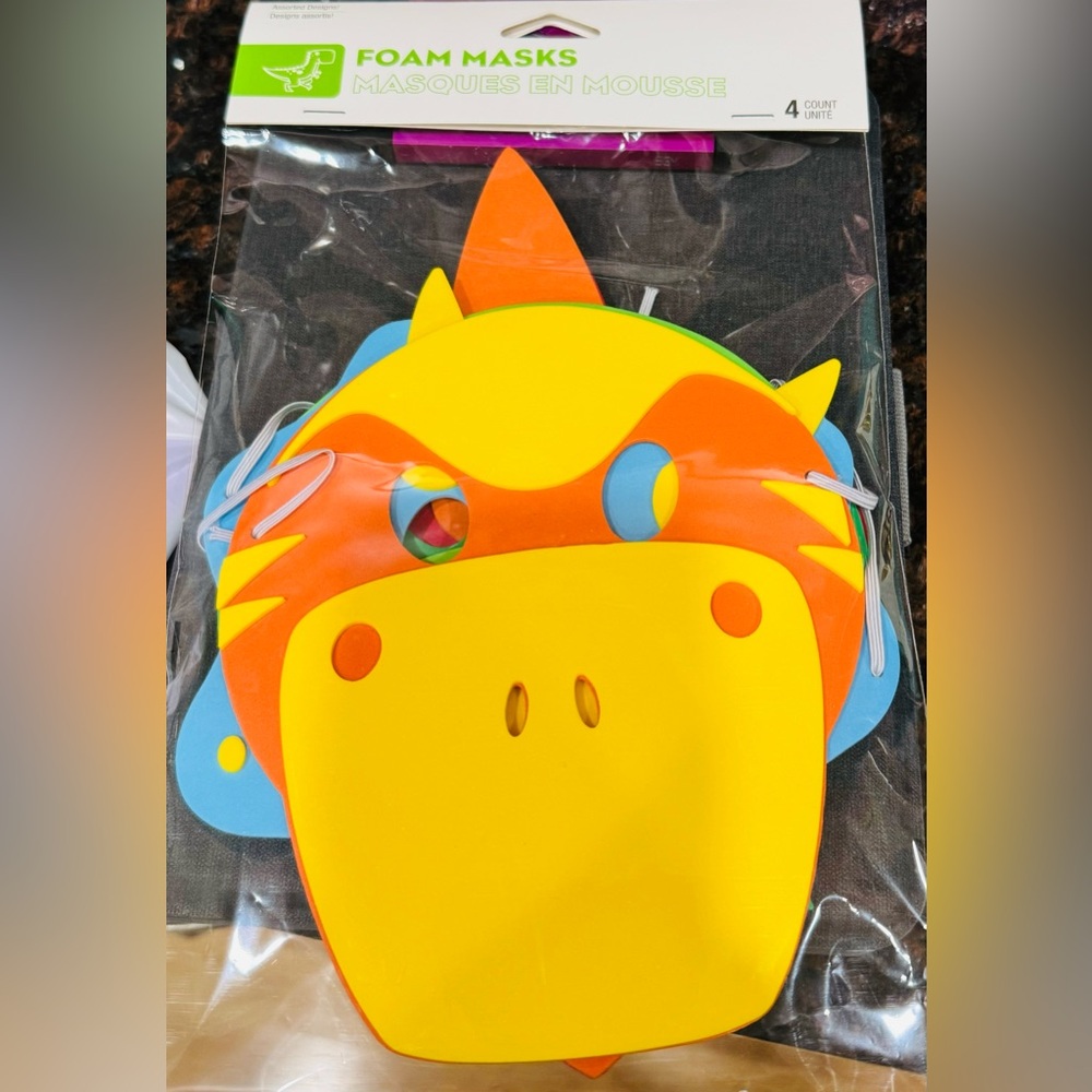 Dinosaur Foam Masks, 4 Pack, NWT